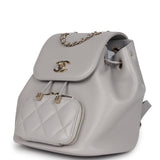 Chanel Small Business Affinity Backpack Light Grey Shiny Caviar Light Gold Hardware