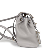 Chanel Small Business Affinity Backpack Light Grey Shiny Caviar Light Gold Hardware