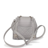 Chanel Small Business Affinity Backpack Light Grey Shiny Caviar Light Gold Hardware