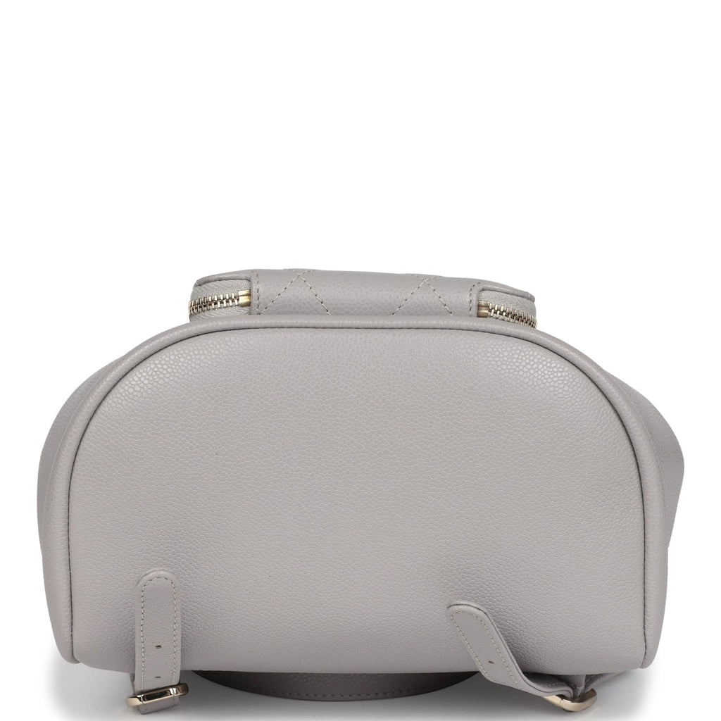 grey mini backpack Chanel Small Business Affinity Backpack Light Grey Shiny Caviar Light