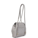 Chanel Small Business Affinity Backpack Light Grey Shiny Caviar Light Gold Hardware