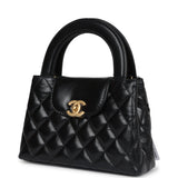 Chanel Small Kelly Shopper Black Shiny Aged Calfskin Brushed Gold Hardware