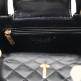 Chanel Small Kelly Shopper Black Shiny Aged Calfskin Brushed Gold Hardware