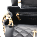 Chanel Small Kelly Shopper Black Shiny Aged Calfskin Brushed Gold Hardware