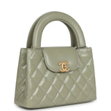 Chanel Small Kelly Shopper Khaki Shiny Aged Calfskin Brushed Gold Hardware