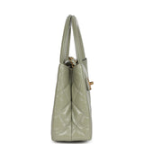 Chanel Small Kelly Shopper Khaki Shiny Aged Calfskin Brushed Gold Hardware