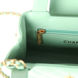 Chanel Small Kelly Shopper Light Green Shiny Aged Calfskin Brushed Gold Hardware