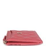 Chanel Zipped Card Holder Pink Caviar Gold Hardware