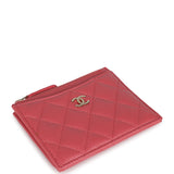 Chanel Zipped Card Holder Pink Caviar Gold Hardware