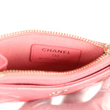 Chanel Zipped Card Holder Pink Caviar Gold Hardware