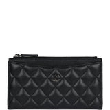 Chanel Classic Long Zipped Pouch Iridescent Black Caviar Ruthenium Hardware