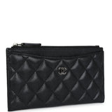 Chanel Classic Long Zipped Pouch Iridescent Black Caviar Ruthenium Hardware