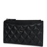 Chanel Classic Long Zipped Pouch Iridescent Black Caviar Ruthenium Hardware