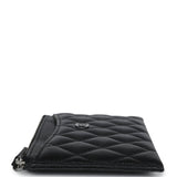 Chanel Classic Long Zipped Pouch Iridescent Black Caviar Ruthenium Hardware