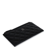 Chanel Classic Long Zipped Pouch Iridescent Black Caviar Ruthenium Hardware