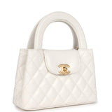 Chanel Small Kelly Shopper White Shiny Aged Calfskin Brushed Gold Hardware