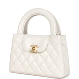 Chanel Small Kelly Shopper White Shiny Aged Calfskin Brushed Gold Hardware