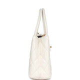 Chanel Small Kelly Shopper White Shiny Aged Calfskin Brushed Gold Hardware