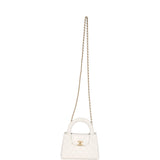 Chanel Small Kelly Shopper White Shiny Aged Calfskin Brushed Gold Hardware