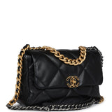 Chanel Large 19 Flap Bag Black Lambskin Mixed Metal Hardware