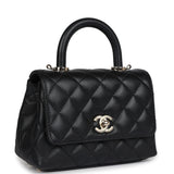 Chanel Mini Coco Handle Flap Bag Black Caviar Light Gold Hardware