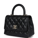 Chanel Mini Coco Handle Flap Bag Black Caviar Light Gold Hardware