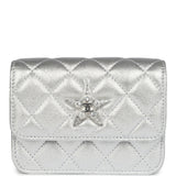 Chanel Crystal CC Walk Of Fame Clutch Wallet Silver Metallic Goatskin Silver Hardware