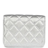 Chanel Crystal CC Walk Of Fame Clutch Wallet Silver Metallic Goatskin Silver Hardware