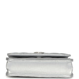 Chanel Crystal CC Walk Of Fame Clutch Wallet Silver Metallic Goatskin Silver Hardware