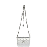 Chanel Crystal CC Walk Of Fame Clutch Wallet Silver Metallic Goatskin Silver Hardware