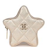 Chanel Walk Of Fame Star Clip-On Coin Purse Metallic Gold Goatskin Light Gold Hardware