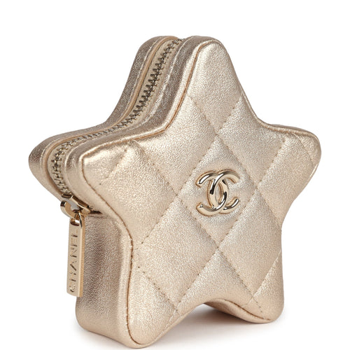 Chanel Walk Of Fame Star Clip-On Coin Purse Metallic Gold Goatskin Light Gold Hardware