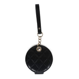 Chanel Round Luggage Tag Black Lambskin Light Gold Hardware