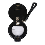 Chanel Round Luggage Tag Black Lambskin Light Gold Hardware