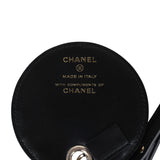 Chanel Round Luggage Tag Black Lambskin Light Gold Hardware