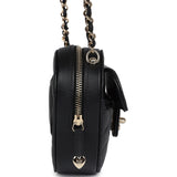 Chanel CC In Love Heart Clutch with Chain Black Lambskin Light Gold Hardware