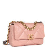 Chanel Medium 19 Flap Bag Pink Lambskin Mixed Metal Hardware