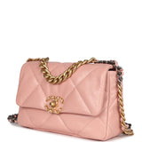 Chanel Medium 19 Flap Bag Pink Lambskin Mixed Metal Hardware