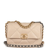 Chanel Medium 19 Flap Beige Lambskin Mixed Metal Hardware