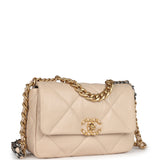 Chanel Medium 19 Flap Beige Lambskin Mixed Metal Hardware