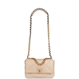 Chanel Medium 19 Flap Beige Lambskin Mixed Metal Hardware