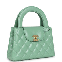 Chanel Small Kelly Shopper Light Green Shiny Aged Calfskin Brushed Gold Hardware