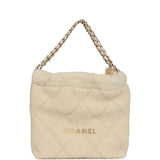 Chanel Small 22 Bag Ecru Shearling Brushed Gold Hardware