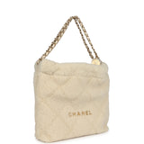 Chanel Small 22 Bag Ecru Shearling Brushed Gold Hardware