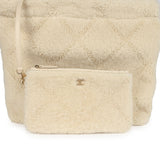 Chanel Small 22 Bag Ecru Shearling Brushed Gold Hardware