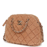 Chanel Small Crossbody Bag Light Brown Shearling Light Gold Hardware