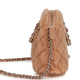 Chanel Small Crossbody Bag Light Brown Shearling Light Gold Hardware