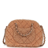 Chanel Small Crossbody Bag Light Brown Shearling Light Gold Hardware