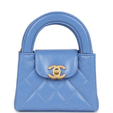 Chanel Nano Kelly Shopper Blue Shiny Aged Calfskin Brushed Gold Hardware