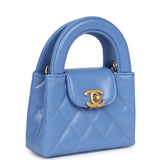 Chanel Nano Kelly Shopper Blue Shiny Aged Calfskin Brushed Gold Hardware